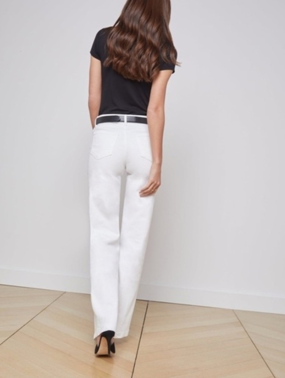 L'AGENCE Strechy  wide-leg High-Rise blanc white jeans RN# 126654 Size 28 - Picture 3 of 16